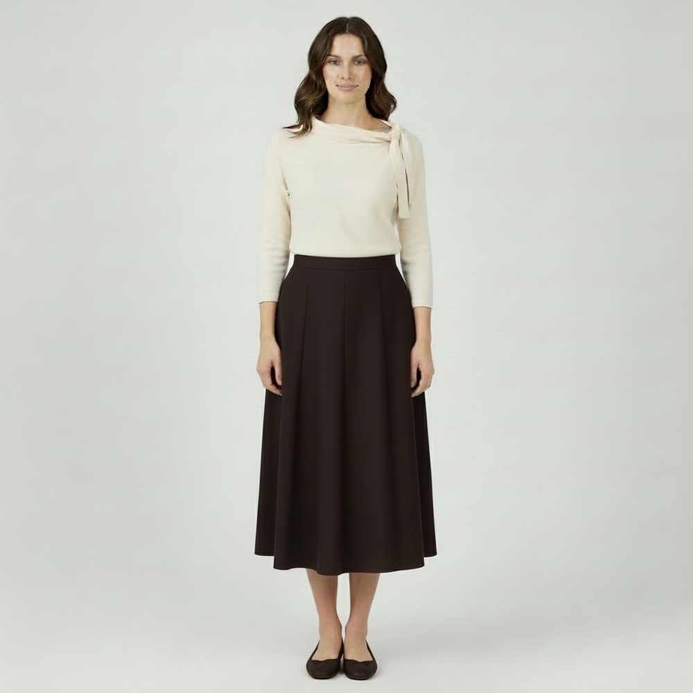 Armani Collezioni NWT RARE Brown Panel Skirt Virgin Wool Size 10 NEW MSRP $725